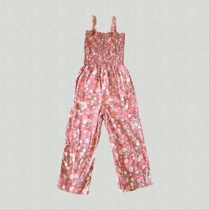 Girls' Osh Kosh Floral Dusty Rose Smocked Jumpsuit 8Y